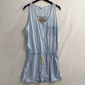 Aaron & Amber Romper Light Blue Chambray Size M Sleeveless *New With Tiny Mark